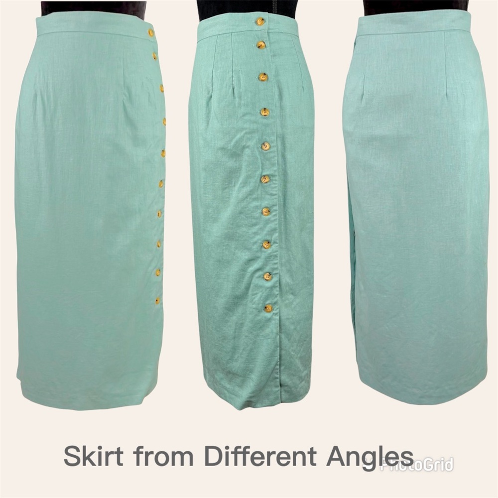 Vintage Linen Suit Mint Green Size 8 - Picture 3 of 13